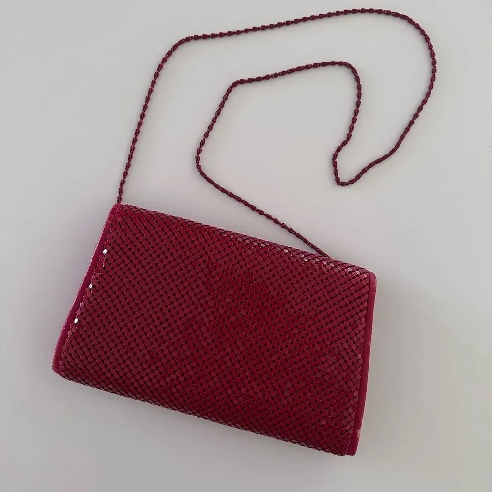 Vintage 1970s Red Metal Mesh Convertible Clutch to Crossbody from Bags by Marlo